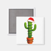 Aimant Funny Cactus Santa Hat Xmas Tree Lights Merry Chri (Recto/Verso)