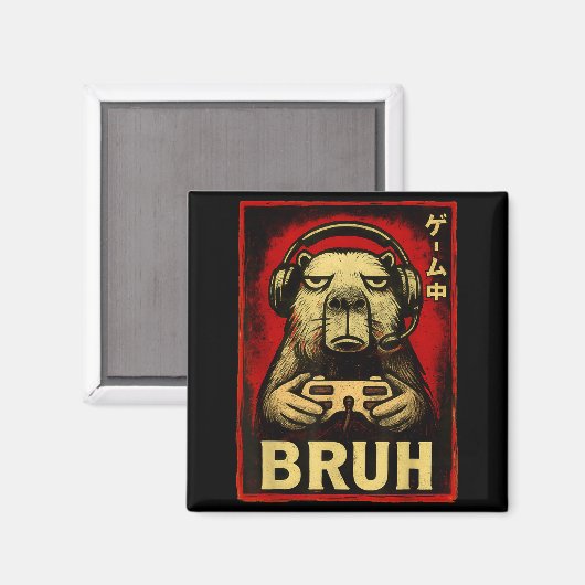 Aimant Funny Capybara Gamer Bruh Graphic Tee Men Boys Tee (Recto/Verso)