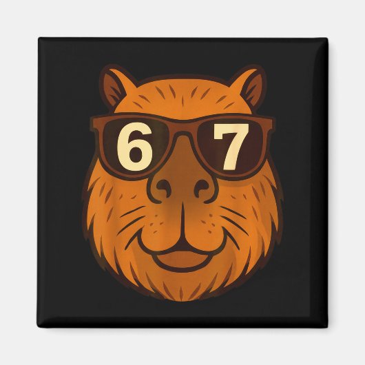 Aimant Funny Capybara Sungles 67 Six Seven Meme  (Devant)
