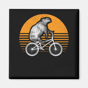 Aimant Funny Capybara vélo d'équitation Retro Capibara 