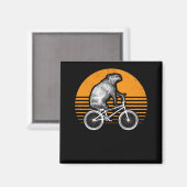 Aimant Funny Capybara vélo d'équitation Retro Capibara vé (Recto/Verso)