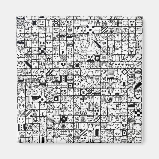 Aimant Funny Cartoon Faces Squares (Devant)