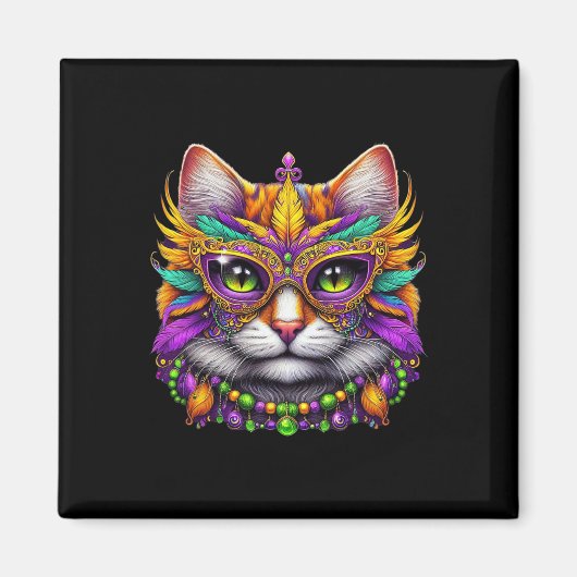 Aimant Funny Cat Mardi Gras Funny Mardi Gras Carnaval (Devant)