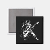 Aimant Funny Cat Playing B Guitar Rock Music Lover Musici (Recto/Verso)
