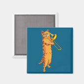 Aimant Funny Cat Playing Trombone Gift Cool Kitten Musici (Recto/Verso)