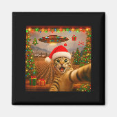 Aimant Funny Cat Selfie With Alien Ufo Christmas Lights S (Devant)