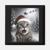 Aimant Funny Cat Selfie With Santa Claus Christmas Men Wo (Devant)