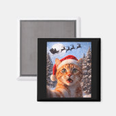 Aimant Funny Cat Selfie With Santa Claus Christmas Men Wo (Recto/Verso)