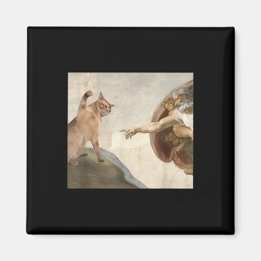 Aimant Funny Chat Dieu Création D'Adam Mème Jésus (Devant)