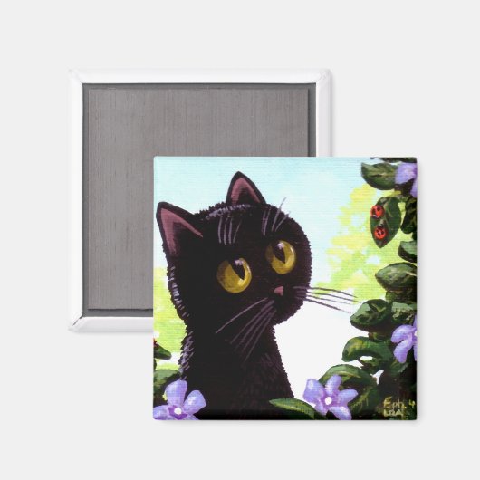 Aimant Funny Chat noir Ladybug Art Créationarts (Recto/Verso)