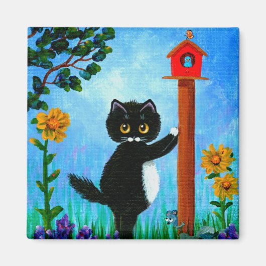 Aimant Funny Chat Souris Oiseaux Créationarts (Devant)