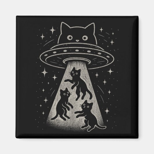 Aimant Funny Chat Ufo Cute Kitty Espace Alien Aes (Devant)