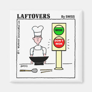 Aimant Funny Chinese Cuisine Wok Laftovers Cartoon