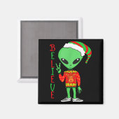 Aimant Funny Christmas Alien Ugly Sweater I Believe Santa (Recto/Verso)