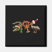 Aimant Funny Christmas Alligator Pelican Crawfish Holiday (Devant)
