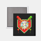 Aimant Funny Christmas Baseball Ice Cream Drip Men Women (Recto/Verso)