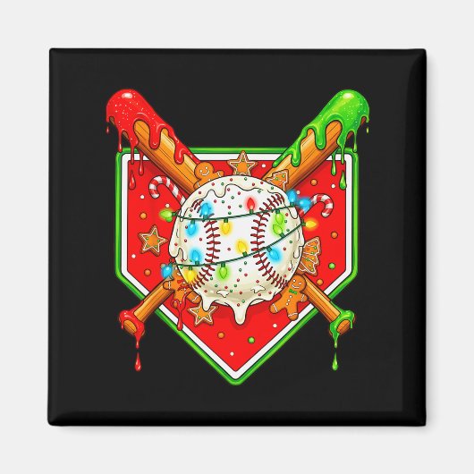 Aimant Funny Christmas Baseball Ice Cream Drip Men Women (Devant)