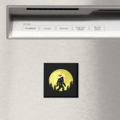 Aimant Funny Christmas Bigfoot Santa Hat Moon Sasquatch M (In Situ (Lave-vaisselle))