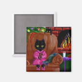 Aimant Funny Christmas Cat Présent Cadeau Créationarts (Recto/Verso)