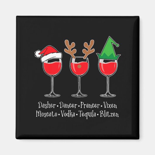 Aimant Funny Christmas Dasher Dancer Prancer Vixen Whiske (Devant)