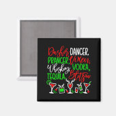Aimant Funny Christmas Dasher Dancer Prancer Vixen Whiske (Recto/Verso)