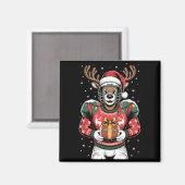 Aimant Funny Christmas Football Reindeer  (Recto/Verso)