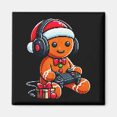 Aimant Funny Christmas Gamer Gingerbread Xmas Gaming Men (Devant)