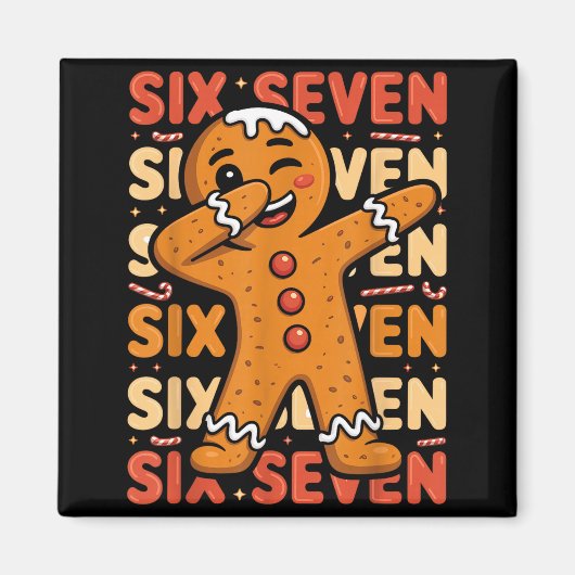 Aimant Funny Christmas Gingerbread Cookie Dab Six Seven 6 (Devant)
