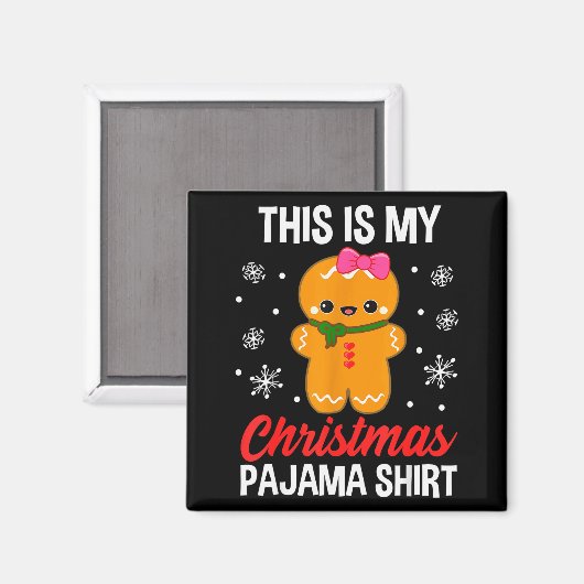 Aimant Funny Christmas Gingerbread Man Pajama Pj Outfit G (Recto/Verso)