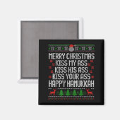 Aimant Funny Christmas Kiss My Happy Hanukkah Humor  (Recto/Verso)