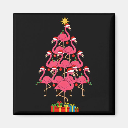 Aimant Funny Christmas Nk Flamingo Tree Holiday Bird Love (Devant)