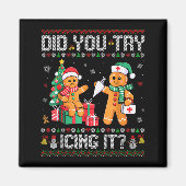 Aimant Funny Christmas Nurse Did You Try Icing It_ Ginger (Devant)