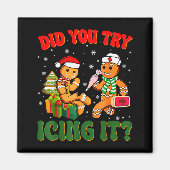 Aimant Funny Christmas Nurse Did You Try Icing It_ Ginger (Devant)