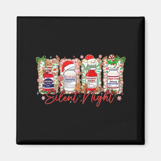 Aimant Funny Christmas Nurse Silent Night Medical Humor  (Devant)