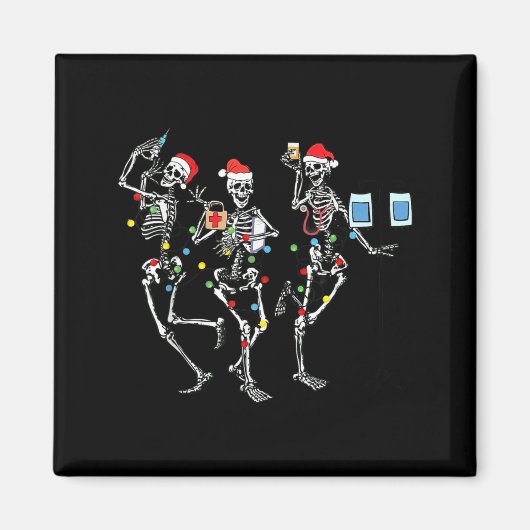 Aimant Funny Christmas Nurse Skeleton Nurse Dance Stethos (Devant)