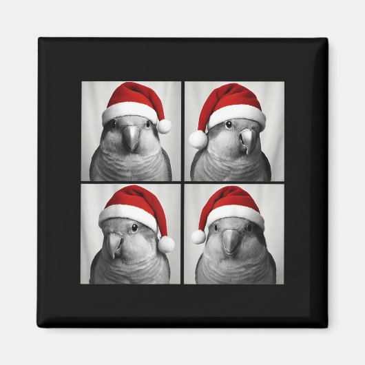 Aimant Funny Christmas Quaker Parrot Santa Photo Booth  (Devant)
