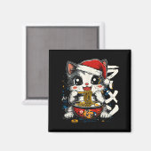 Aimant Funny Christmas Santa Cat Ramen Japanese Kawaii An (Recto/Verso)