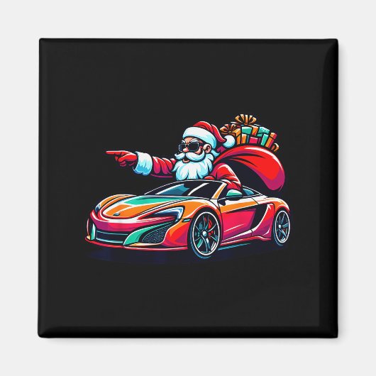 Aimant Funny Christmas Santa Claus Driving Srt Car Xmas P (Devant)