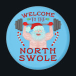 Aimant Funny Christmas Santa Claus Swole Weightlifter<br><div class="desc">Vous ne trouverez plus le Père Noël en train de fouiller avec les biscuits. Cette année, il lève du poids au lieu de lunettes de lait. Ce drôle de design de vacances montre un Père Noël torse nu levant une cloche dans ses mains gaillées. Il est entouré d'orteils et de...</div>