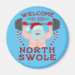 Aimant Funny Christmas Santa Claus Swole Weightlifter