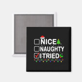 Aimant Funny Christmas Santa Hat Xmas Lights Nice Naughty (Recto/Verso)