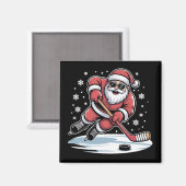 Aimant Funny Christmas Santa Playing Ice Hockey Xmas  (Recto/Verso)