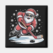 Aimant Funny Christmas Santa Playing Ice Hockey Xmas  (Devant)