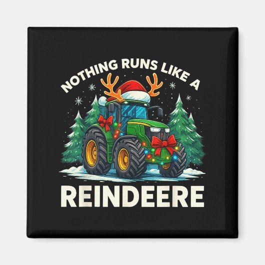 Aimant Funny Christmas Tractor Nothing Runs Like A Reinde (Devant)