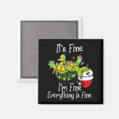 Aimant Funny Christmas Turtle It's Fine I'm Fine Everythi (Recto/Verso)