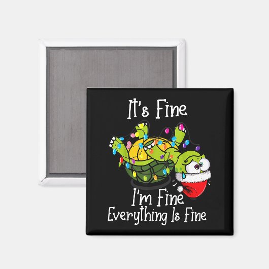 Aimant Funny Christmas Turtle It's Fine I'm Fine Everythi (Recto/Verso)
