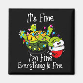 Aimant Funny Christmas Turtle It's Fine I'm Fine Everythi (Devant)