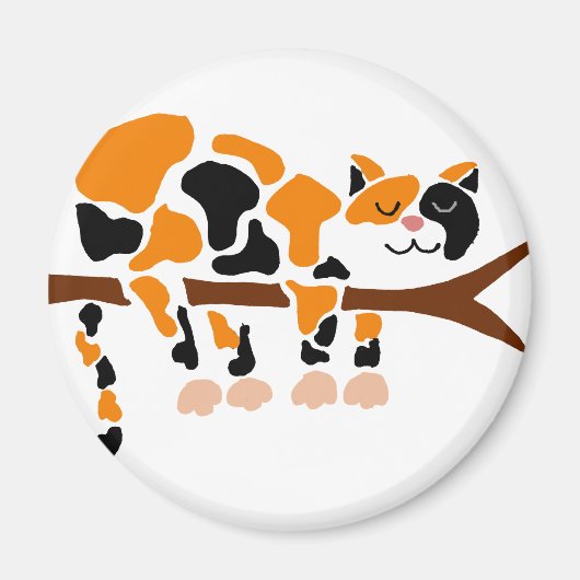 Aimant Funny Coloré Calico Cat Art (Devant)
