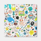 Aimant Funny Colorée Alien fête des monstres (Devant)