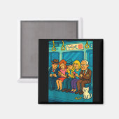 Aimant Funny Commuter Train Digital Detox Tech Satire Gif (Recto/Verso)